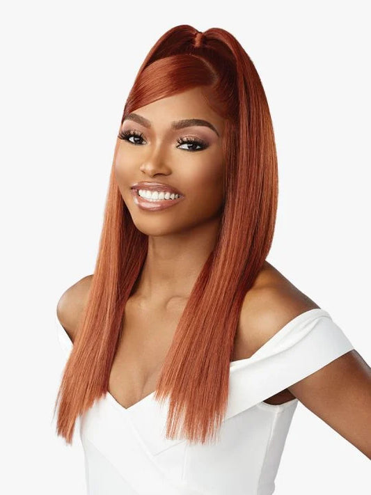 femme noire perruque rousse cheveux lisses et longs