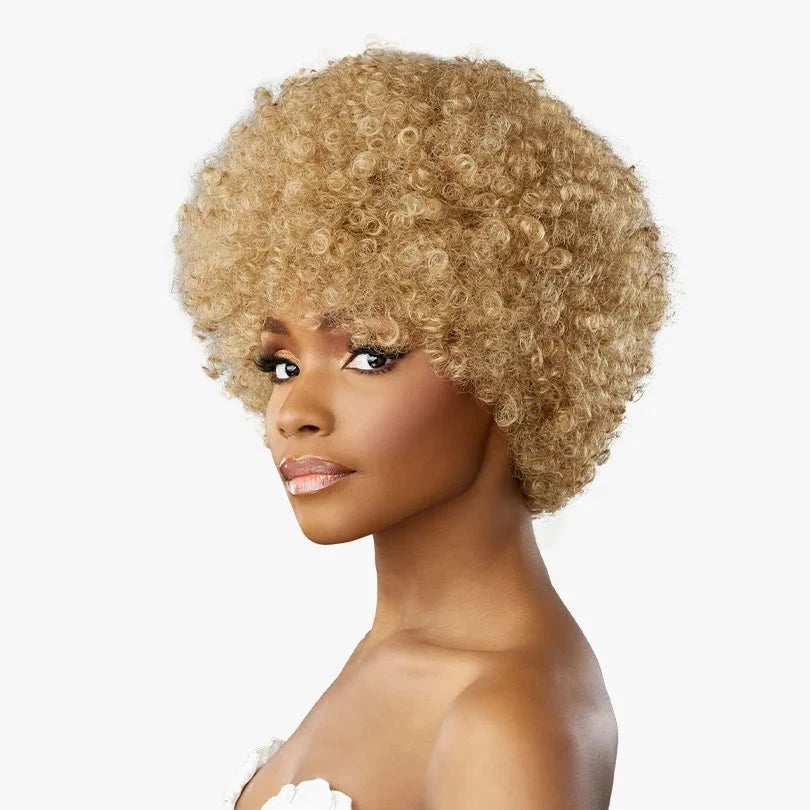 femme noire perruque lace frontale afro blond