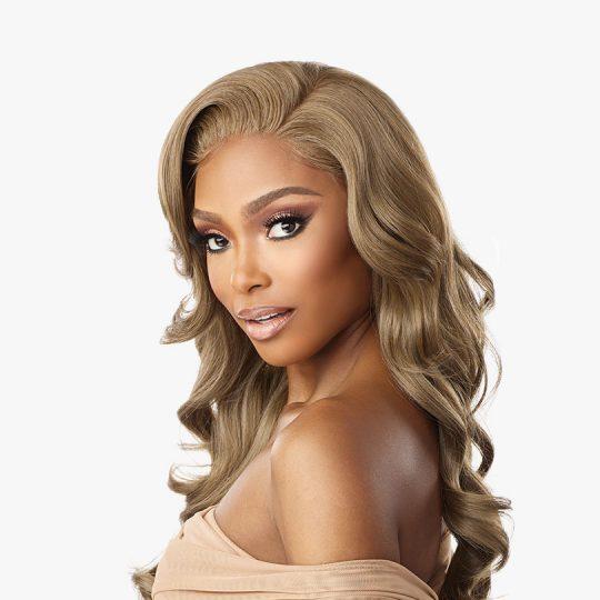 femme noire perruque ondulée blonde cheveux longs