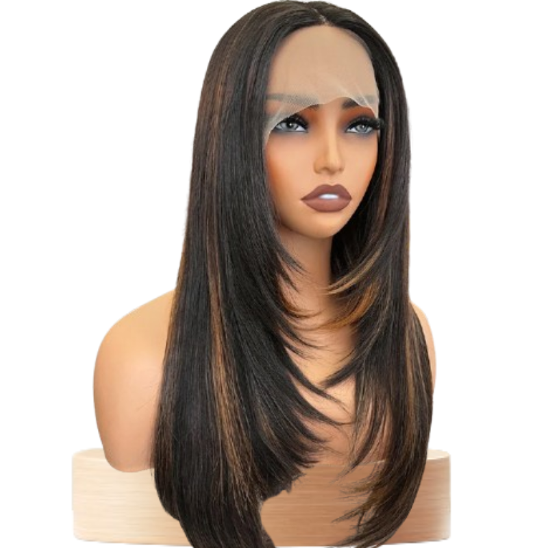 mannequin perruque cheveux longs couleur noire marron cheveux lisses