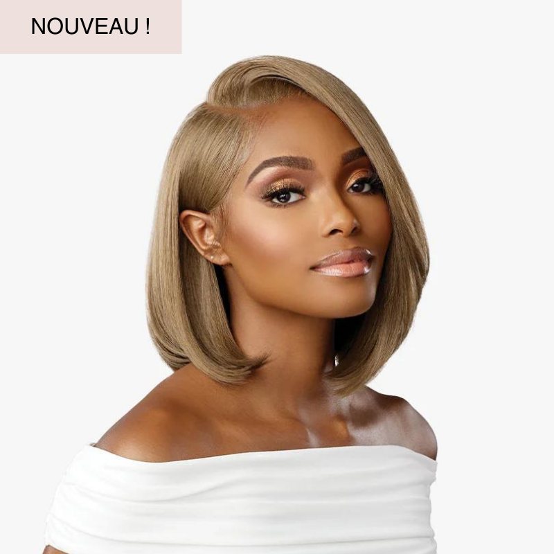 femme noire perruque courte carré cheveux blonds